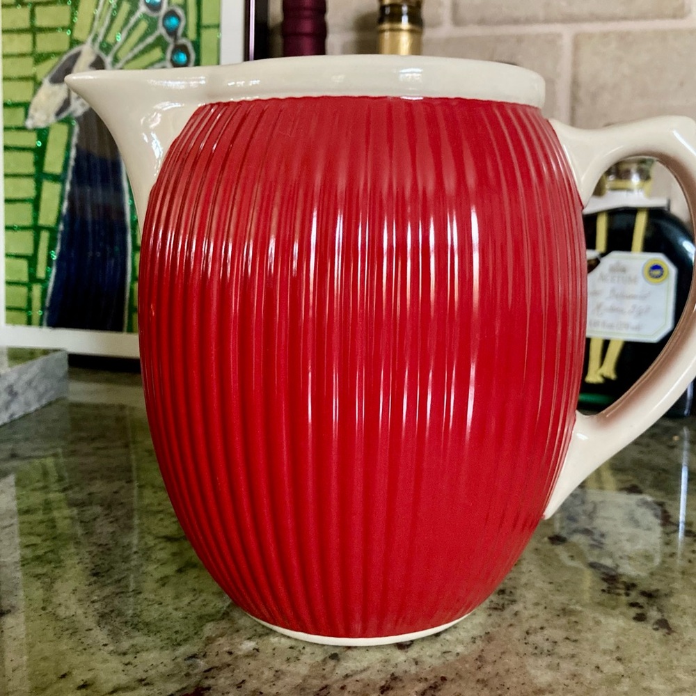Vintage Tender Heart Treasures Red White Pitcher